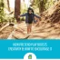 Boy pretending to be a pilot on a path in the woods.