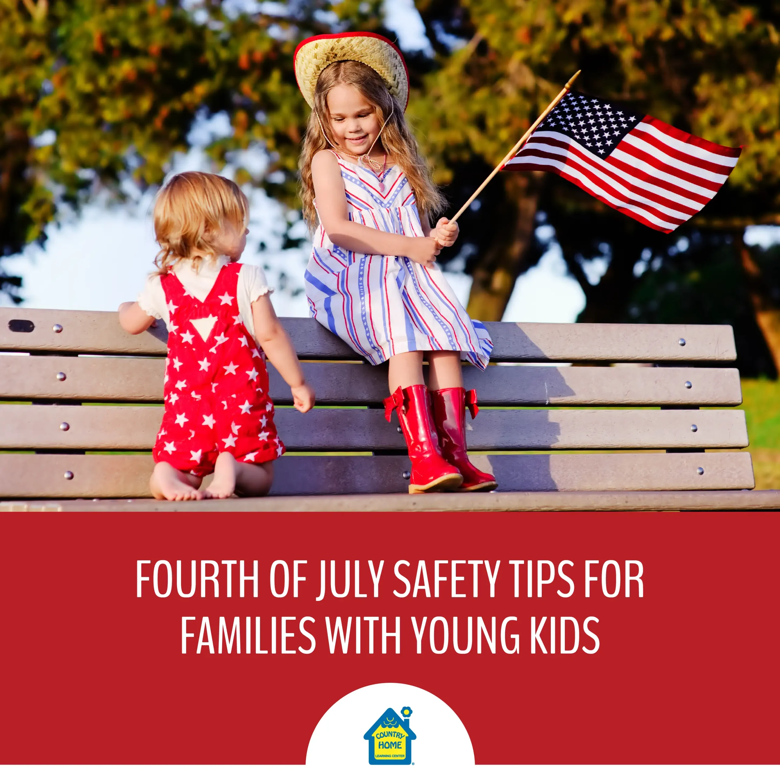 Two kids celebrating the Fourth of July.