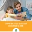 Father and daughter reading a book together before bed.