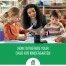 A teacher helping her kindergartners with coloring at school. Photo caption reads, "How to prepare your child for kindergarten."
